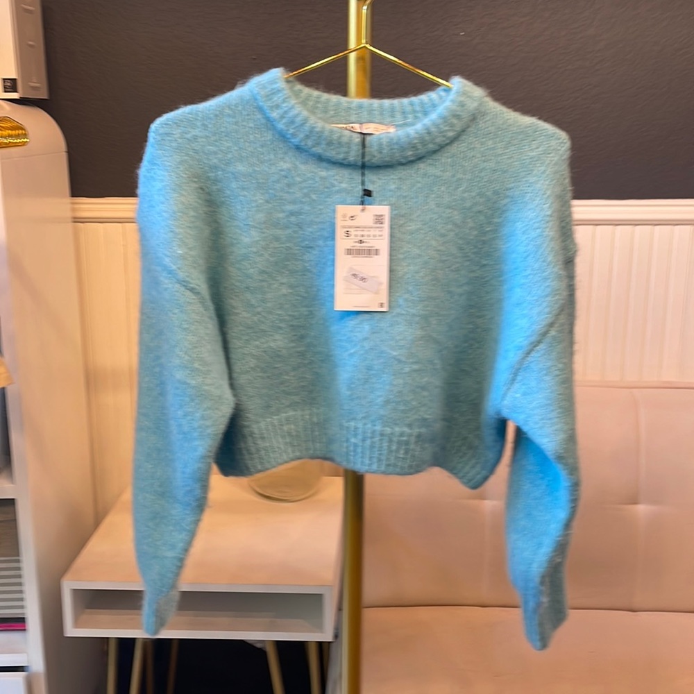 NWT cropped fuzzy sweater